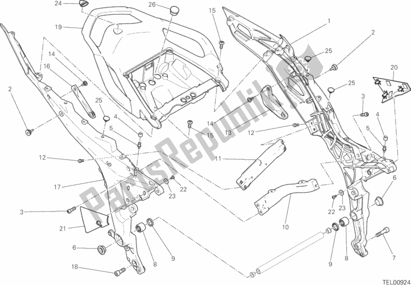 All parts for the Rear Frame Comp. Of the Ducati Multistrada 1200 ABS USA 2016